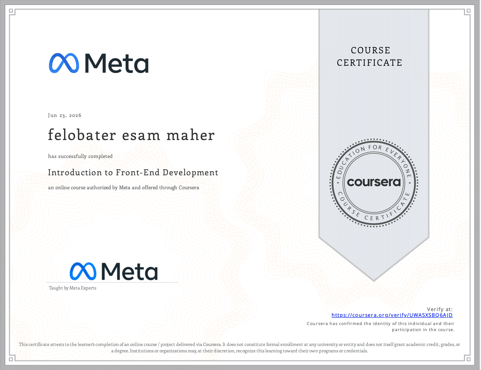 Coursera certificate 1