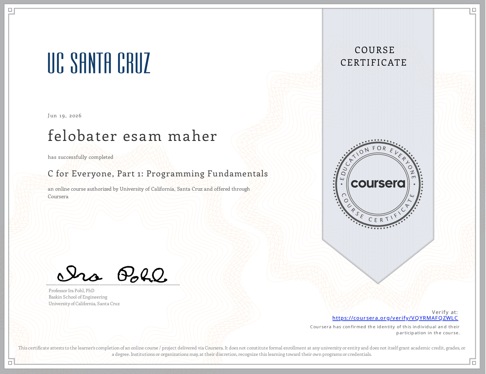Coursera certificate 2